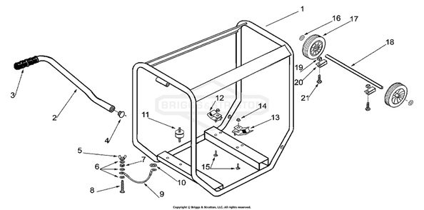 Part Location Diagram of 102852GS Briggs and Stratton Handle- fold down